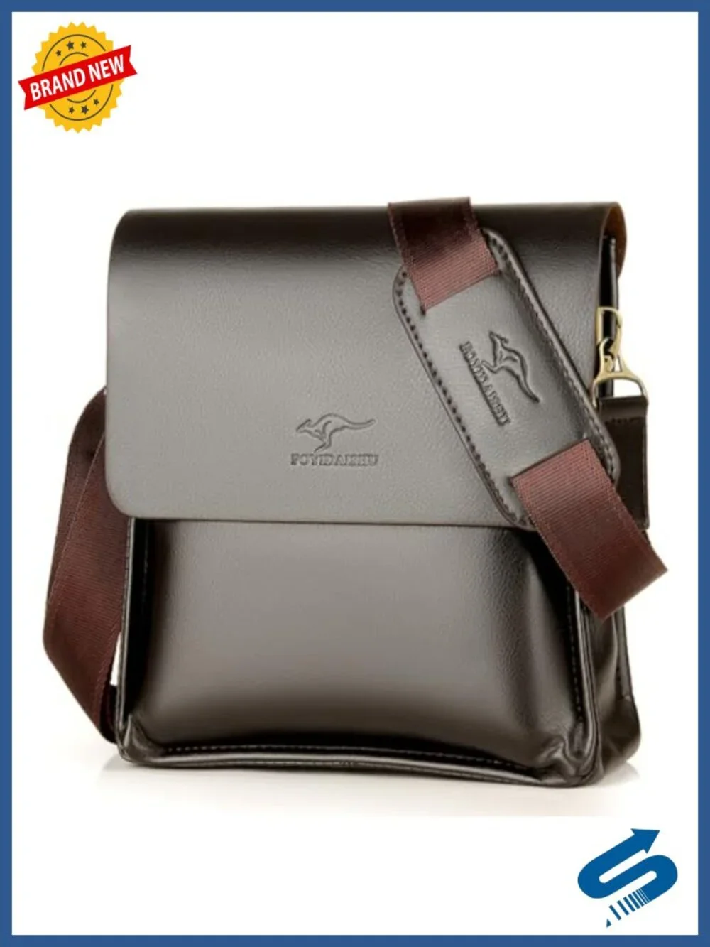 PU Leather Crossbody Messenger Bag for Work Travel Business